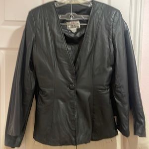 Black leather blazer, and skirt set!